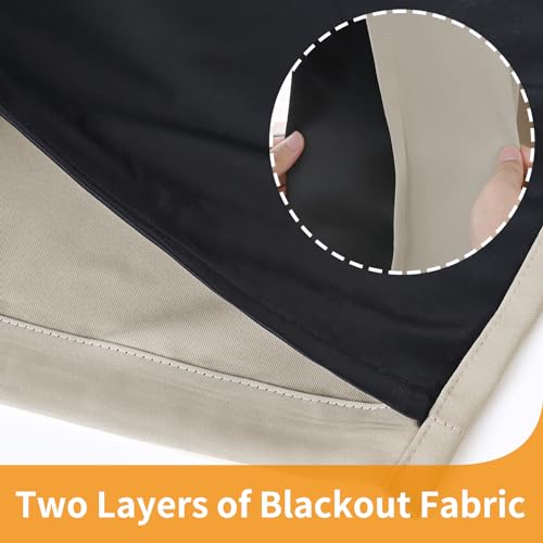 Image of YoungsTex Camel 100% Blackout Curtains 45 Inches Length for Bedroom, Thick Full Light Blocking Thermal Insulated Window Drapes for Living Room with Liner, 2 Panels, 42 X 45 Inch
