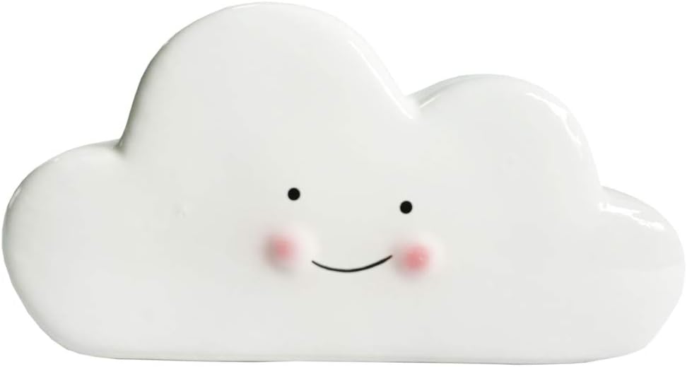 Habudda Cloud Shape Ceramics Piggy Bank for Baby Girl Kids Cloud Bank Money Save Jar Baby Room Decoration Nursery Decor (White)