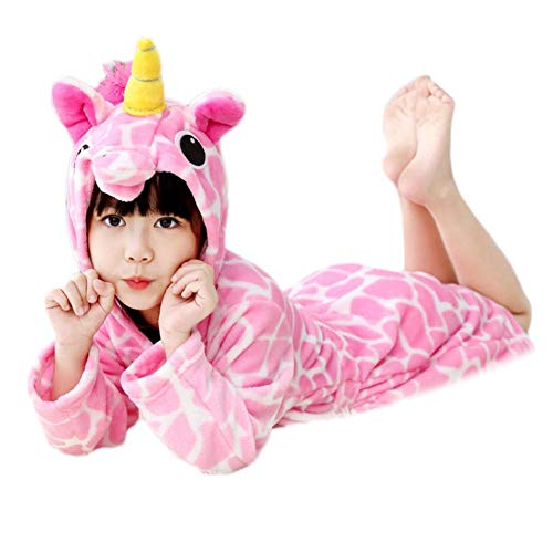 Vikenner Cow Shape Kid Robe Cartoon Flannel Hooded Sleepwear Winter Plush Soft Cute Bathrobes for Girls Boys