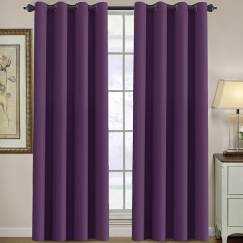 Image of H.VERSAILTEX Preminum Blackout Curtains for Living Room /Patio Door Thermal Insulated Window Treatment Curtain Panels for Bedroom, Girls Bedroom Curtains - 52 x 96 in Long , Plum Purple (1 Panel)