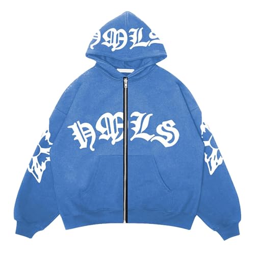 Sweat-shirt punk ample avec fermeture éclair pour un style streetwear unisexe