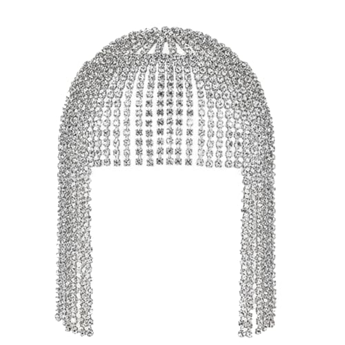 Tocado de diamantes de imitación de alta joyería con cuentas plata