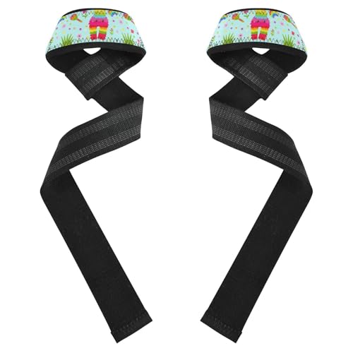 STAYTOP Cute Cartoon Pineapple Wrist Straps for Weightlifting,Lifting Straps with Neoprene Cushioned Wrist Padded and Anti-Skid Silicone for Strength Training,Bodybuilding,Deadlifting