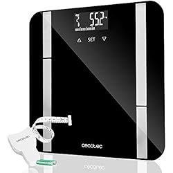 Bascula Baño Precisa Cecotec Báscula de Baño Digital Surface Precision 9450 Full Healthy. Alta precisión, Plataforma de Cristal templado de seguridad, Pantalla LCD, Capacidad máxima de 180kgr, Cinta métrica