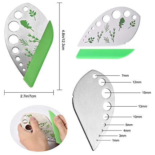 DAYREE 9 Holes Stainless Steel Leaf Herb Stripper with Blade and 3 PCS Plastic Herb Pealer for Chard, Mint, Thyme, Basil, Collard Greens, Rosemary - Thumbnail 7