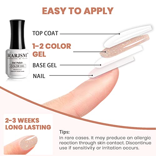 Rarjsm Nude Gel Polish Peach Pink Rainbow Glitter Neutral Jelly Color Iridescent Shimmery Gel Nail Polish Sparkle Pink Natural Soak Off Uv Led Cured For Home Salon Diy Nail Art 15Ml Single Bottle #TOP5