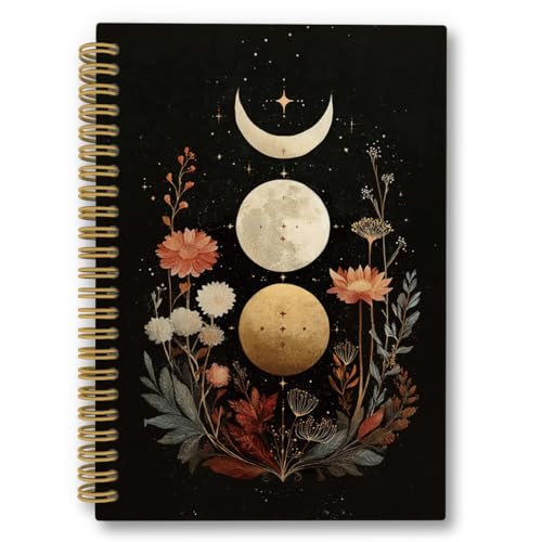 Cadeau de sorcière pour femme : le magnifique cahier à spirales Witchy Moon floral