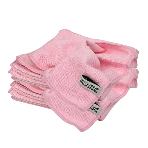 Image of Tek Automotive Pink 220GSM Microfibre Valeting Cloths 40x40cm – Pack of 10 Lint-Free Car Detailing Cloths for Interior, Glass & Trim