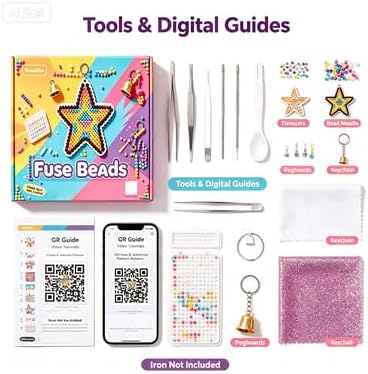 Fuse Beads Kit, 144 Colors Heat & Light Changing Beads, No Iron