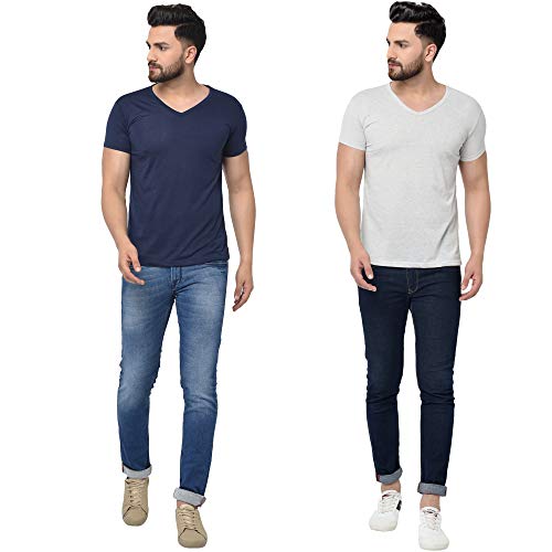 Image of JANGOBOY Men's V-Neck Cotton T-Shirt (Pack of 2)