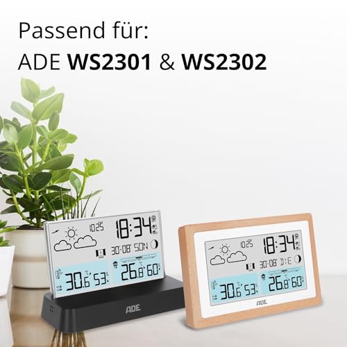 ADE Außensensor WS1002 für Wetterstation Ersatz | 3 Kanäle | mit Display | kompatibel mit ADE WS2301, WS2302, WS2105, WS2211 | weiß