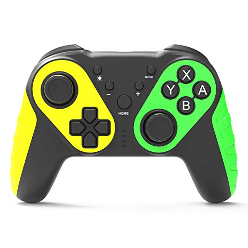 MEIZHEN Wireless Controller for Nintendo Switch/Pro/Lite with NFC Remote Turbo Function/Motion Control/6-axis Gyro/Dual Shock Gamepad Controller for Nintendo Switch Games(Yellow/Green)