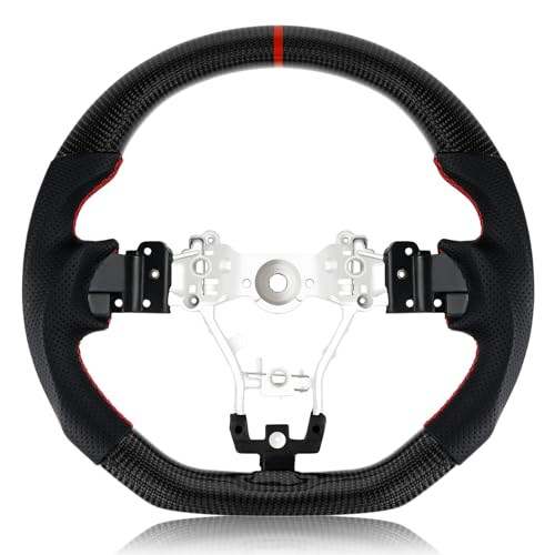 VOONKE Real Carbon Fiber Steering Wheel D-shaped Nappa Perforated Leathe rWith stitching Flat-bottom Steering Wheel For Subaru WRX 2015-2020