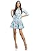 Produktbild oodji Ultra Damen Bedrucktes Kleid mit Ausgestelltem Rock, Blau, DE 40 / EU 42 / L