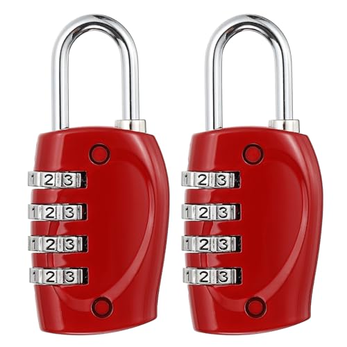 Image of PATIKIL Combination Lock, 2Pcs 4 Digit Outdoor Padlock Waterproof Locker Lock for Luggage Suitcase, Gym Locker, Fence, Filing Cabinets, Toolbox, Gate, Red