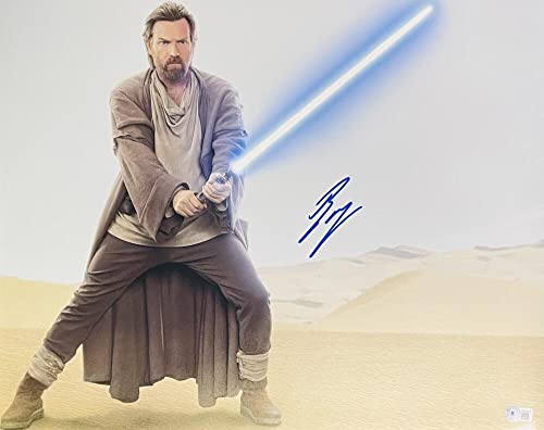 EWAN MCGREGOR SIGNED 16X20 METALLIC PHOTO STAR WARS OBI WAN KENOBI AUTOGRAPH BAS 042