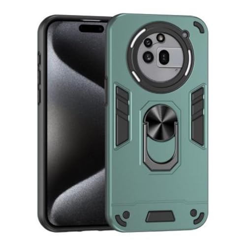 Image of ShieldTech PC Back Cover Case for Nothing Phone 3a Pro | Ring Stand | Camera Protection | Green Mobile Phone Back Cover Case for Nothing Phone 3a Pro | Green Back Cover