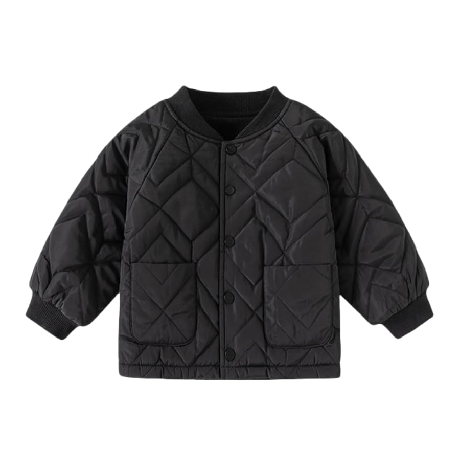 Rngeddg Baby Boys Girls Winter Coats Velvet Jacket Warm Thick Jacket Solid Color Outdoor Long Sleeves Jackets (Black,90/18-24 M,Unisex,Big Kid,US,Age,18 Months,24 Months)