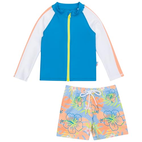 Image of SwimZip Boys' Long Sleeve Rash Guard & Swim Shorts Set - UPF 50+ Sun Protection