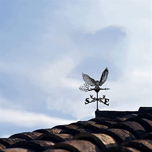Cnmmm Farmhouse Weather Vane Roof With Mount Rod, Creative Animal Sculptures Wind Direction Indicator Outdoor Metal Bracket Weathervane Wind Vane For Garden Yard Lawn Patio,Owl #TOP7