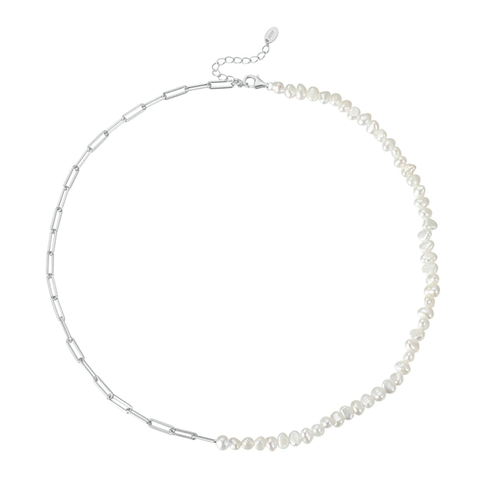 Collana Pendente Donna in Argento Sterling 925 Oro Collana Pendente Catena di Perle Perla
