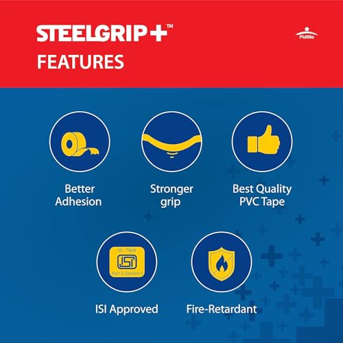 Image of Pidilite Steelgrip Self Adhesive PVC electrical Insulation Tape (Color May Vary) - 6m.Pack of 20