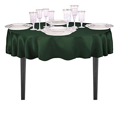 Nappe ronde en satin vert chasseur 70 cm pour table bistrot - 4