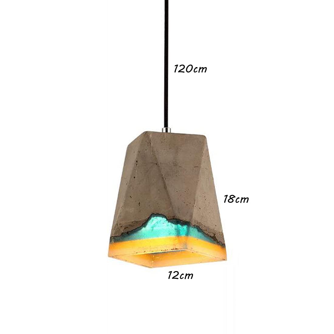 Lampa wisząca LED w stylu industrialnym, beton, abażur, stół do jadalni, oświetlenie sufitowe, regulacja wysokości, retro, modna lampa wisząca, do kuchni, baru, biura, salonu, korytarza, studio, Loft, nowoczesna, E27, 12 x 18 cm