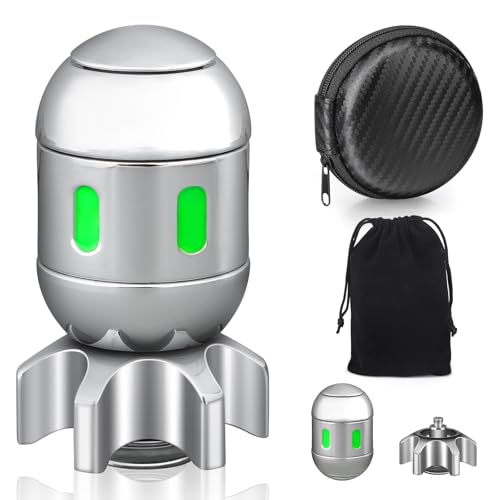 Dilabnda Cool Fidget Spinner Toy, 2 in 1 Atomic Bomb Alloy Fidget Cube Fidget Toy for Boy Men, Grow in The Dark Sensory Spinning Anti Anxiety EDC Desk Focus Toys (Sliver)