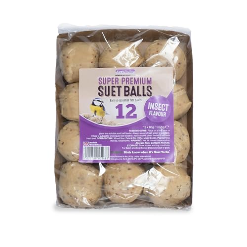 Suet To Go Insect Suet Balls Tray 12x85g - 12 Pack (85g per Suet Ball) - Premium Wild Bird Food