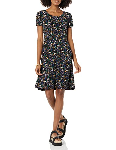 Image of Amazon Essentials Women's Gathered Short Sleeve Crew Neck A-line Dress (Available in Plus Size)
