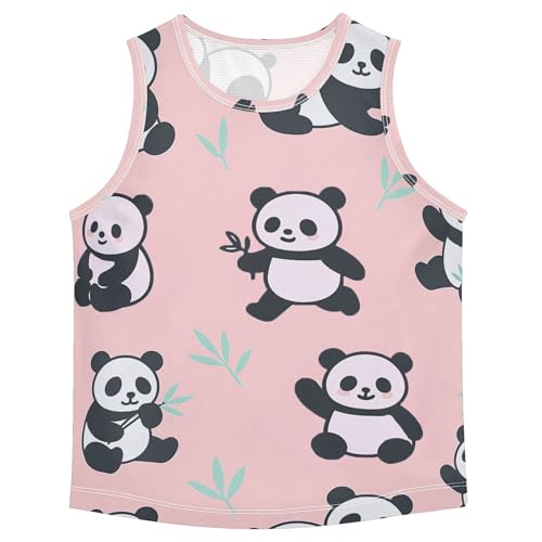 Minimalist Panda Pink Tank Tops for Children Sleeveless Kids Vest Boys Workout Shirts for Golf Swim Bike Jog 3T