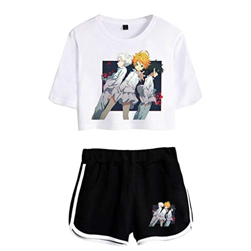 Nova blusa curta e short The Promised Neverland Emma Norman Ray camiseta moletom 3D anime para mulhe