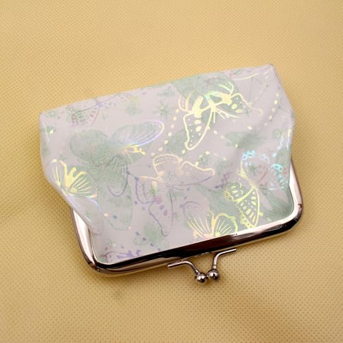 Green Butterfly Pattern Coin Purse- Clasp Pouch Key Bags Money Bag/Wallet, Cute Butterflies Design Bag Gifts for Girls Kids Purses Wallets Party Favors(Green)3