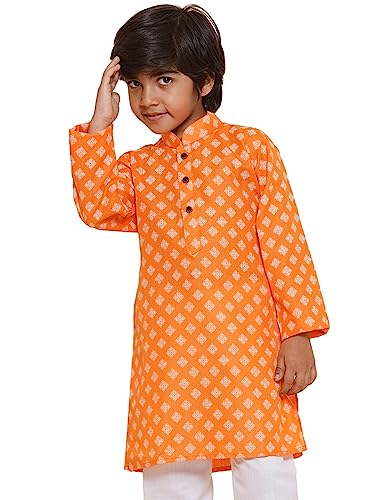 Image of AJ DEZINES Ethnic Wear Cotton Printed Kurta Pajama Set For Boys