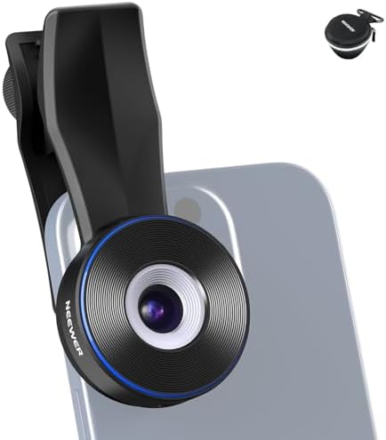 NEEWER 45X Mini Pocket Microscope Lens with 17mm Thread Phone Lens Clip, 2 Brightness LED Light, Microscopic World Observation, USB C Cable, Compatible with iPhone Samsung, LS-32 PRO