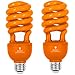 2 Pack BlueX CFL Orange Light Bulb 24W - 100-Watt Equivalent - E26 Spiral Replacement Bulbs - Orange Light Bulbs Decorative Illumination - for Indoor or Outdoor - DJ, Orange Bulbs
