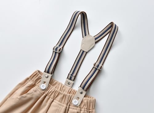Image of Boarnseorl Baby Boys Pants Sets, Infant Long Sleeve Shirt + Pants + Bow Tie + Suspenders Outfits