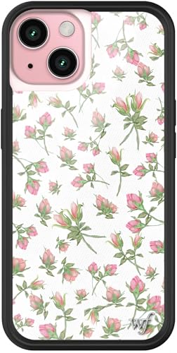 Wildflower Cases - Pink Posie Rosie Case, Compatible with Apple iPhone 15 | Pink, White, Floral, Trendy, Cute - Protective Black Bumper, 4ft Drop Test Certified, Women Owned Small Business