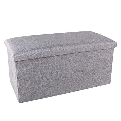 Banco otomano plegable color caqui de color sólido para sala de estar, debajo del escritorio, baúl de juguetes y mesa de café, 40 x 25 x 25 cm, reposapiés plegable gris, 76 x 38 x 38 cm