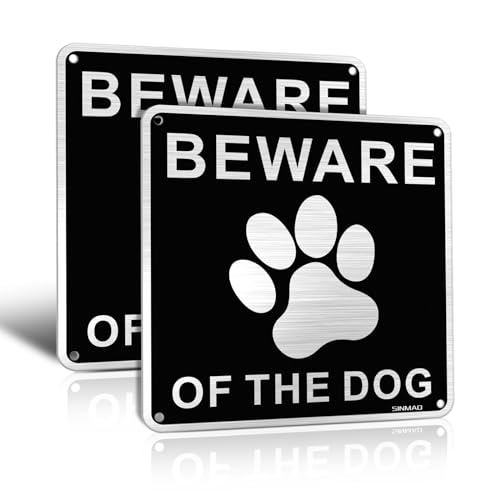 SINMAO Beware of the Dog Sign Sticker Aluminum Brushed 15x15cm Waterproof Rustproof and UV Protection for Indoor and Outdoor Pack of 2 - Image 8