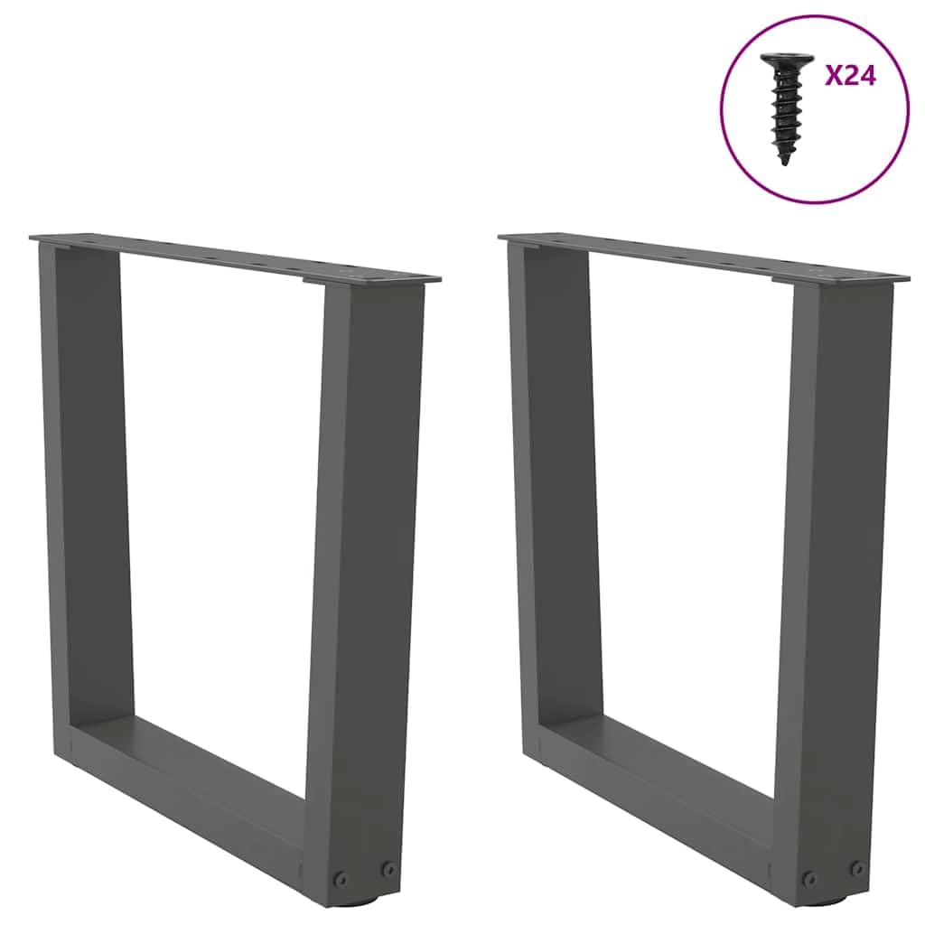 Nogi do stolika kawowego w kształcie litery V, 2 sztuki, kolor antracytowy, stal malowana proszkowo, 50 x (42 – 43,3) cm, z regulowanymi poziomami do stolika kawowego, stabilny montaż za