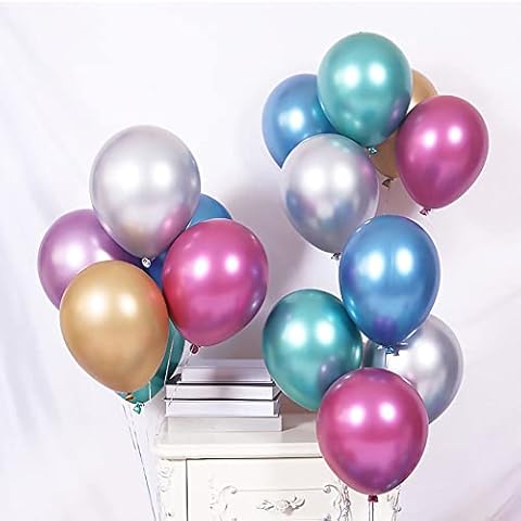 OTMVicor 12inch Colorful Metallic Balloons,Metallic Mixed Balloons,15pcs Multicolor Latex Balloons for Birthday Wedding Party Decoration Cover