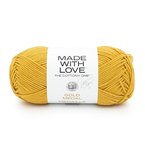 Image of Lion Brand Yarn Made with Love The Cottony One Yarn for Crocheting, Knitting, and Crafts, Gold Medal, 1 Pack