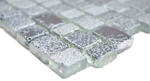 Mosaico de cristal transparente de color gris y negro, para pared o cocina, baño (10 unidades)