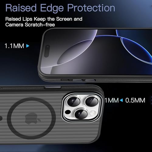 Image of KARWAN Polycarbonate Beam Magnetic Protective Cover Compatible with iPhone 14 Pro Camera & Body Protection|Anti Shock,Scratch Resistant|Precise Cutouts Modern Design|Wireless Charging (Black)