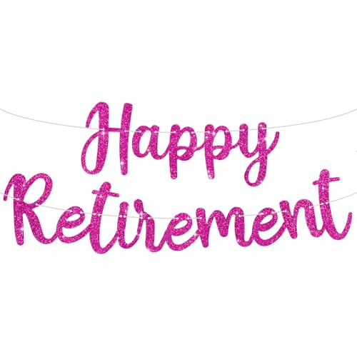 Image of BEISHIDA Pre-Strung Hot Pink Happy Retirement Banner Party Decoration
