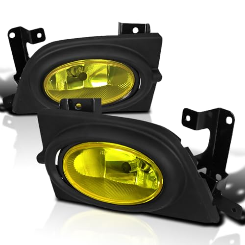 SPEC-D TUNING Yellow Bumper Driving Fog Lights + Bulbs + Switch Compatible with 2006-2008 Honda Civic Sedan 4Dr L+R Pair Assembly