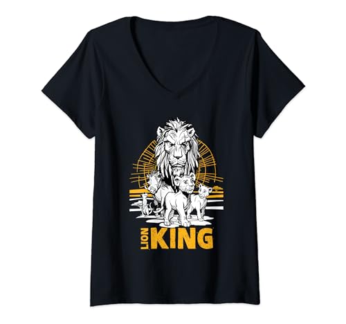 T-shirt femme col v Disney The Lion King vêtement sketch poster