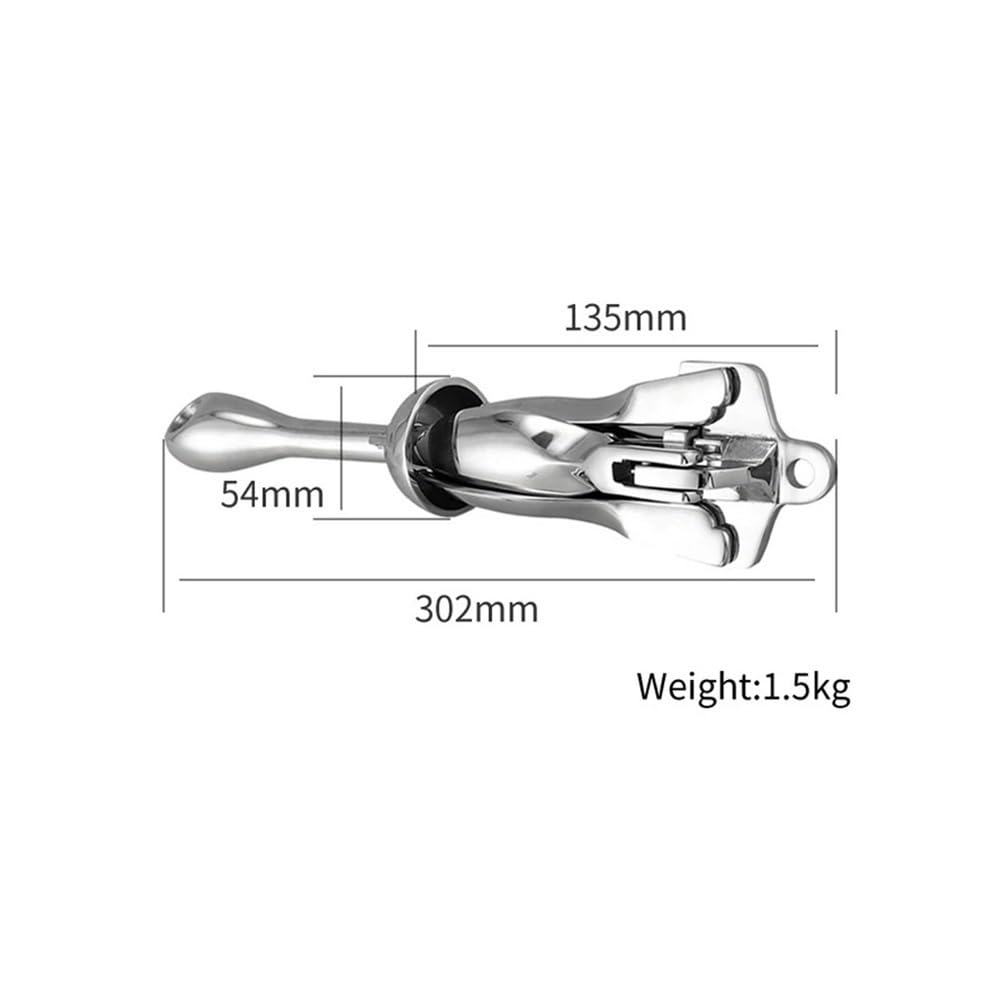 Ancora con Rampino Marino in Acciaio Inossidabile 316 - Pieghevole, 4 Artigli, for Barche e Yacht(1.5KG)